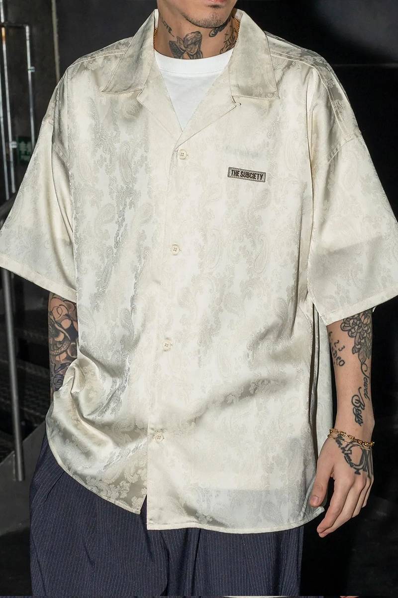 Subciety (サブサエティ) Jacquard paisley shirt - Ivory