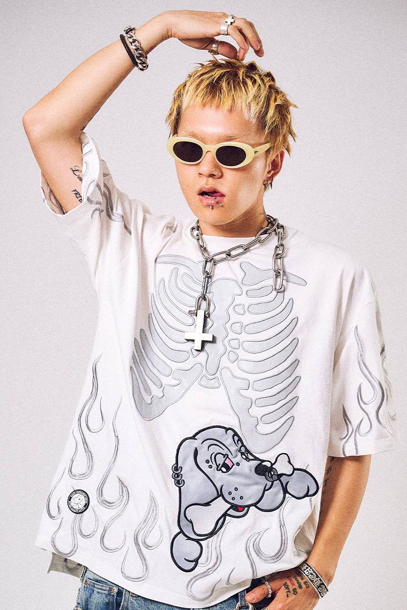 GALFY (ガルフィー) 骨が見えしTシャツ - White