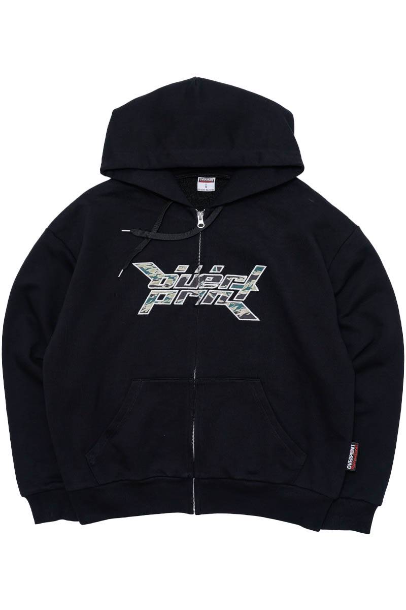 over print (オーバー・プリント) Camo Logo Zip Hoodie - Black