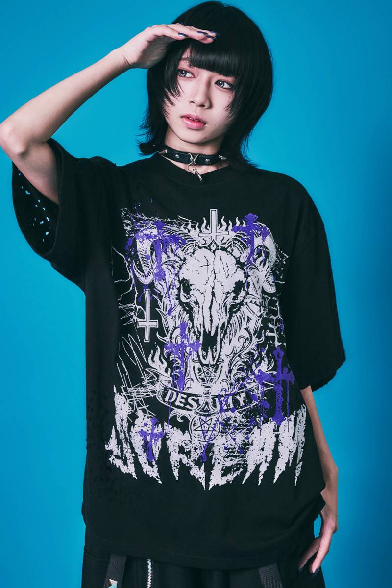 PSYCHO NATION(サイコ・ネーション) ショットガン・クロスTEE - Black