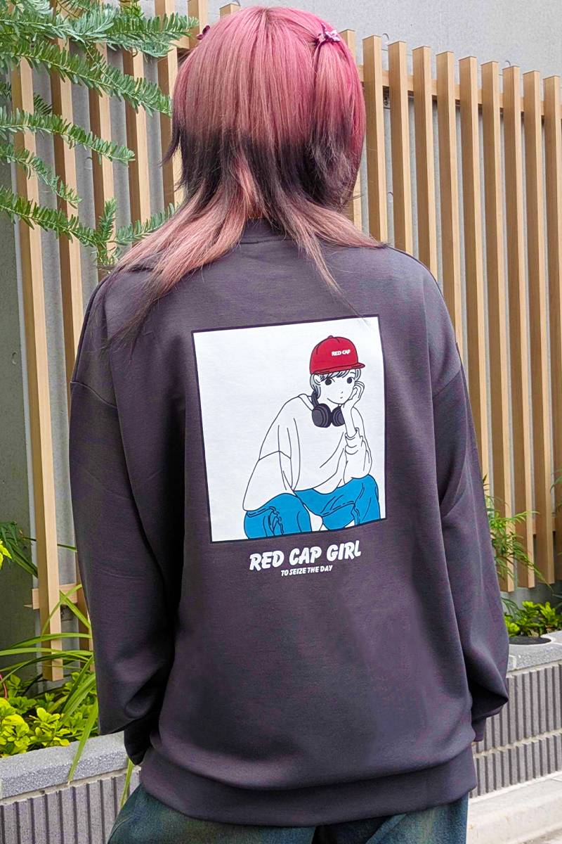 Red Cap Girl(レッド・キャップ・ガール)ダンボールニット ルーズシルエットウェット - Charcoal