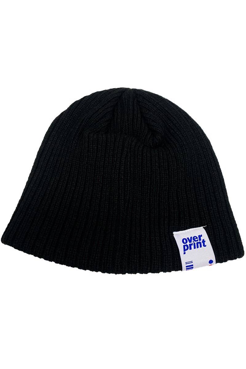 over print (オーバープリント) knit beanie (black)