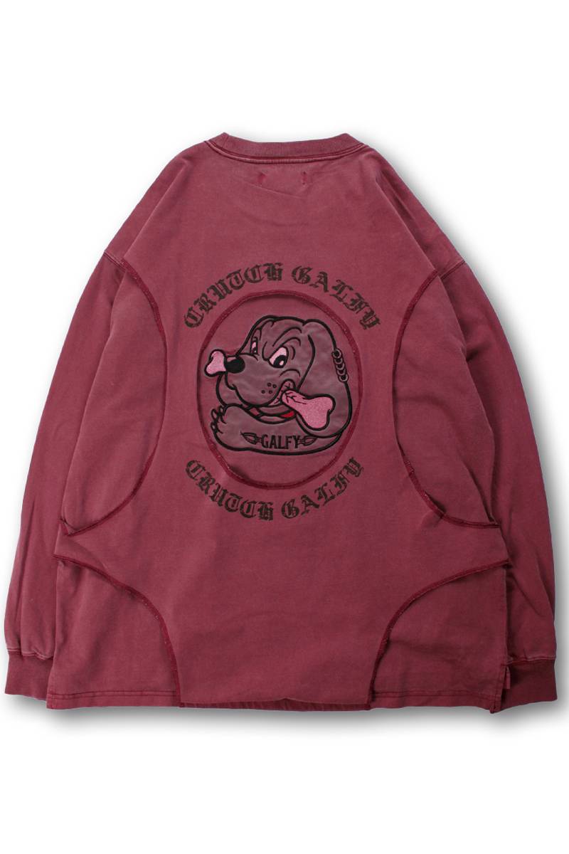 【予約商品】GALFY(ガルフィー) 穴の向こうにわんちゃんロンTee - Red