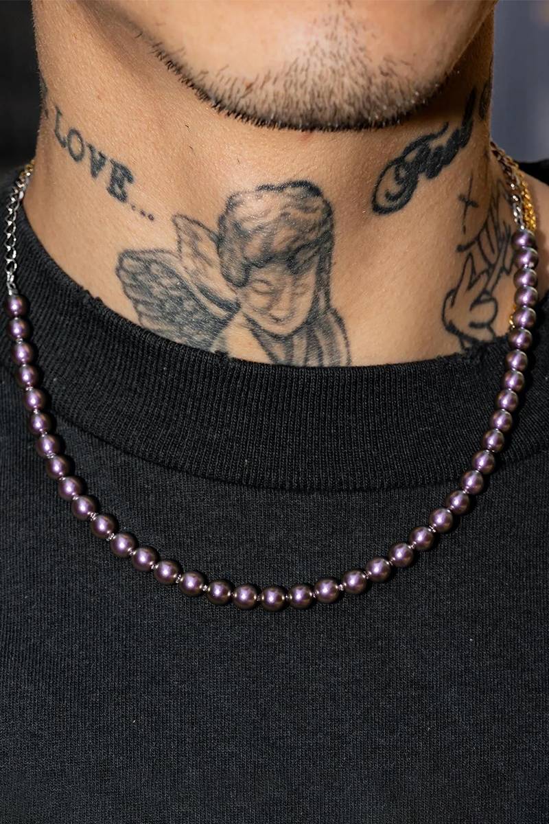 Subciety(サブサエティ) Pearl chain combi necklace - Silver