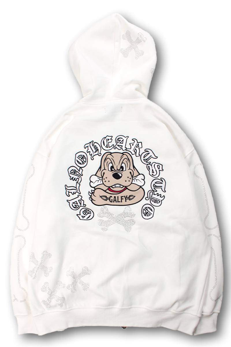 【予約商品】GALFY(ガルフィー) ピカピカ骨骨パーカー - White