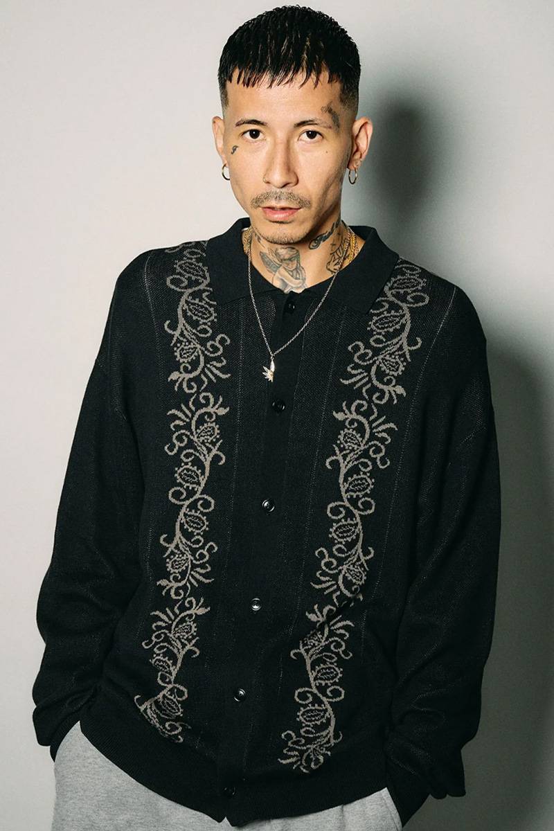 Subciety(サブサエティ) Knit polo cardigan - Black