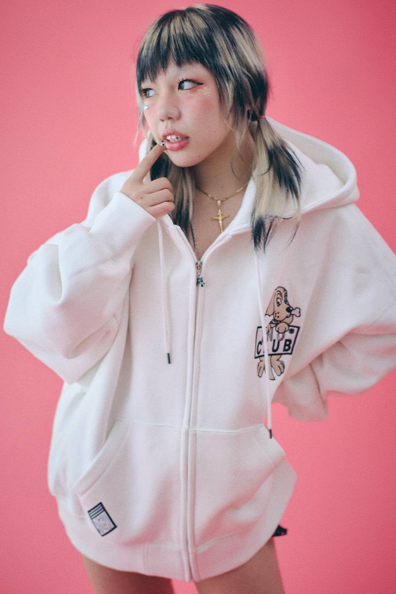 GALFY (ガルフィー) イヌクラブジップパーカー WHITE / ロック
