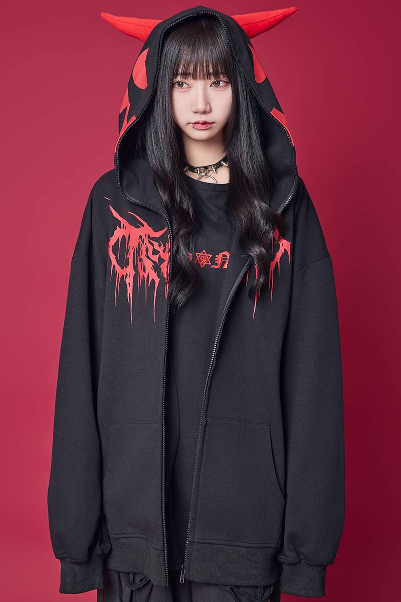 PSYCHO NATION(サイコネーション) デビルZIPパーカー BLACKxRED