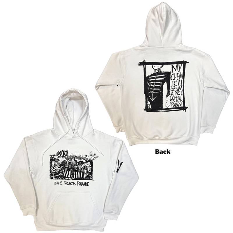 【予約商品】MY CHEMICAL ROMANCE Unisex Pullover Hoodie: XV Marching Frame (White) (Back Print)