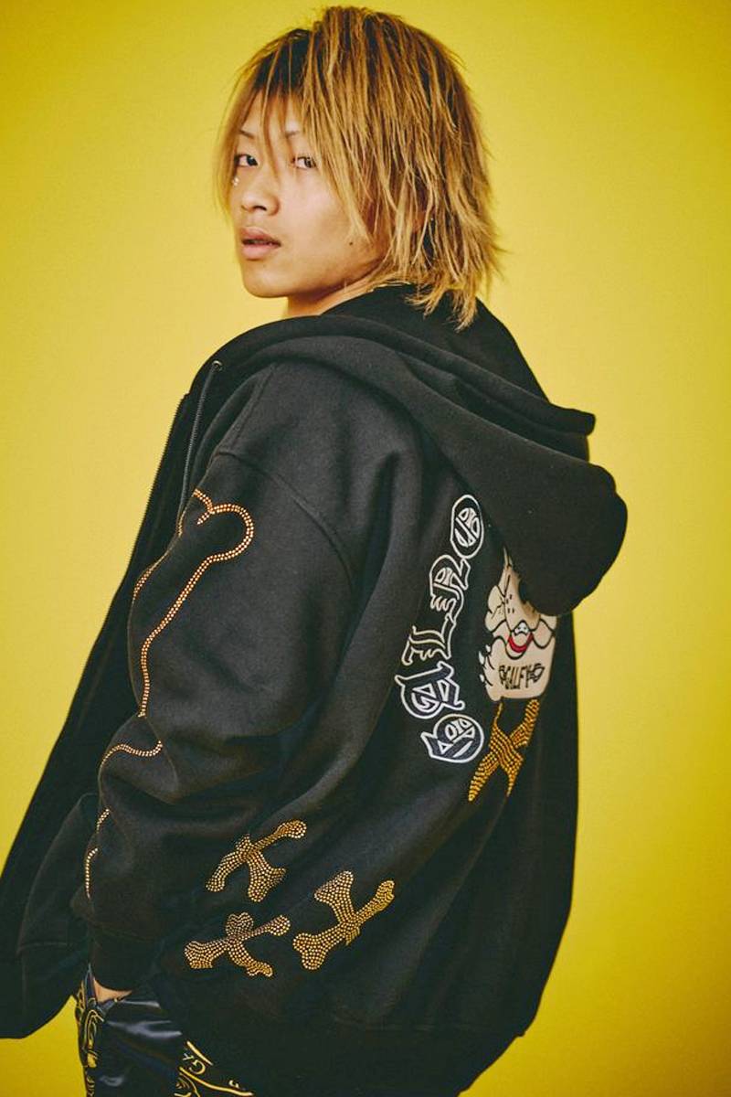 GALFY(ガルフィー) ピカピカ骨骨パーカー - Black