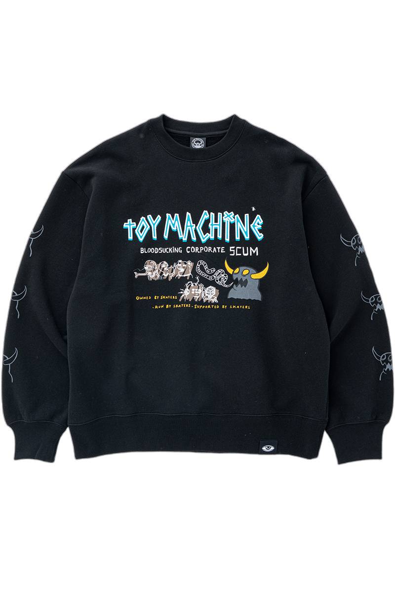 TOY MACHINE(トイマシーン) CHRACTERS SWEAT CREW NECK - Black