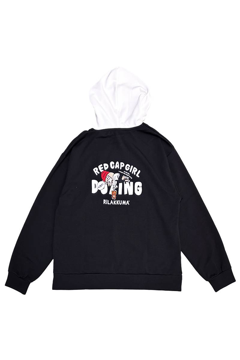 リラックマ×Red Cap Girl (レッド・キャップ・ガール) コラボ・ダンボール配色HOODIE - Black