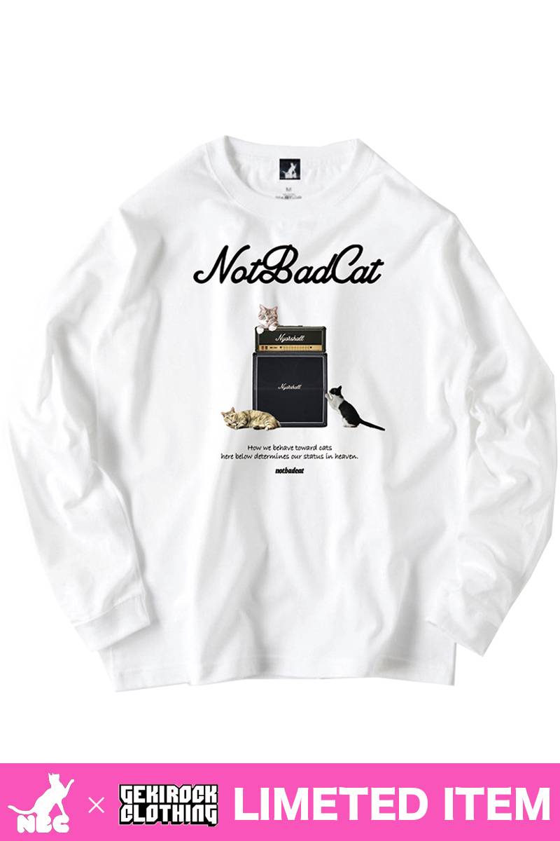 【ゲキクロ限定】NOTBADCAT (ノットバッドキャット)  ニャーシャルL/S Tee - White【予約商品】