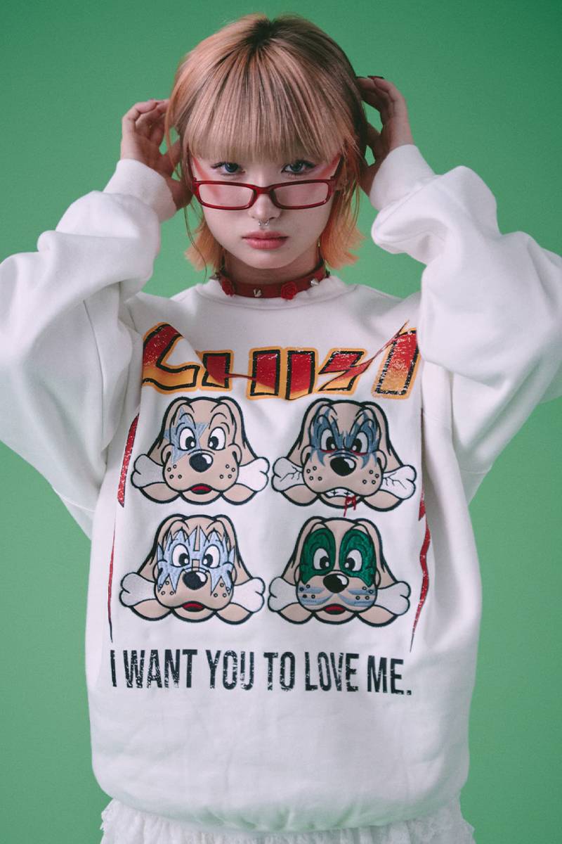 GALFY(ガルフィー) ちぃ〜っすスウェット - WHITE / ロック