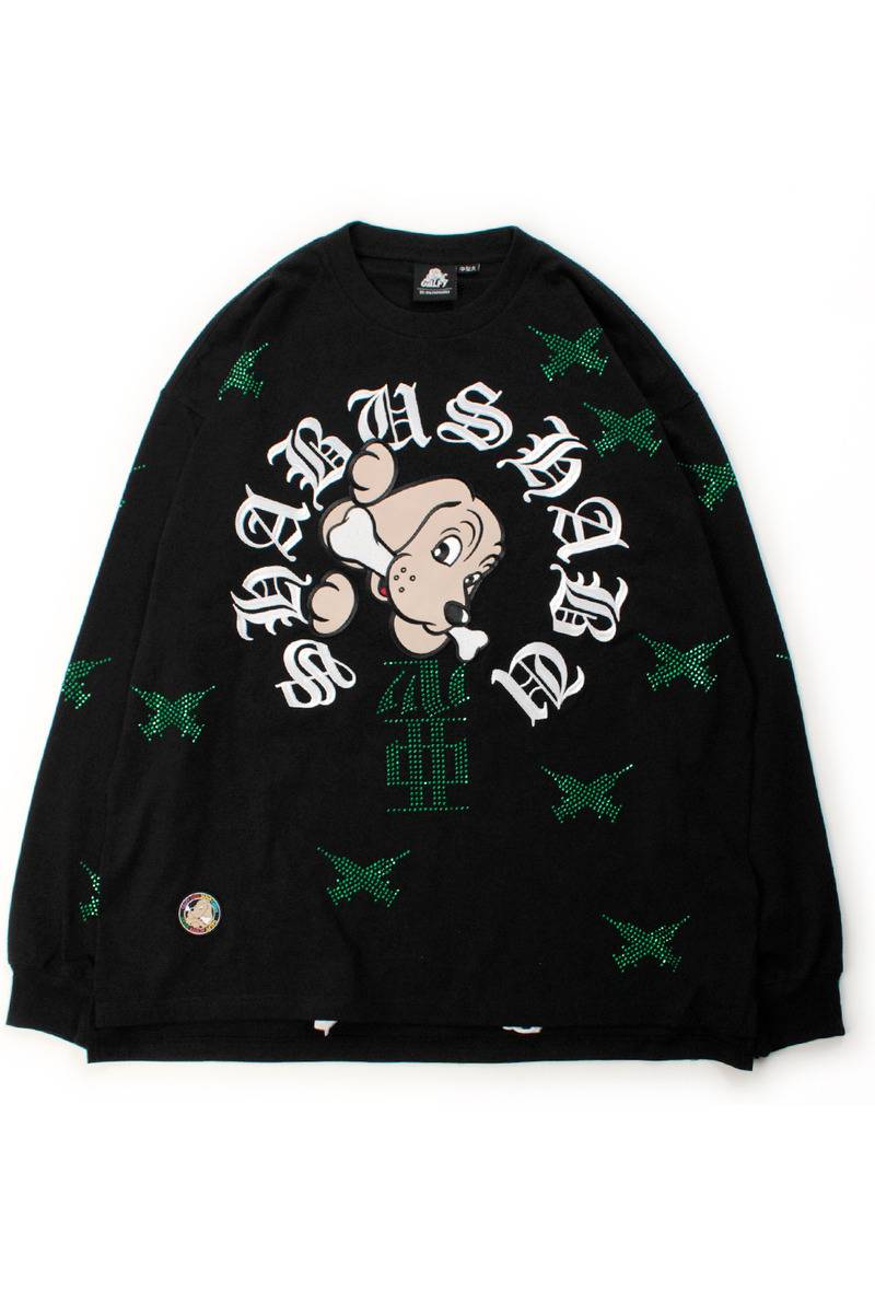 【予約商品】GALFY（ガルフィー）SHABUSHABUピカピカロンTEE - BLACK/GREEN