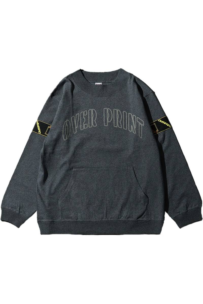 over print (オーバープリント) College sweat like LS Tee - Dark Heather Gray