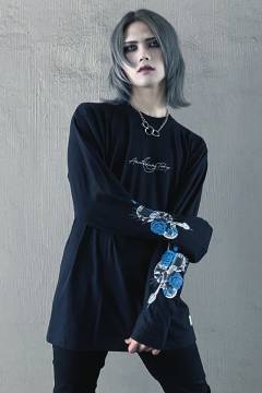 アマツカミ 蛇薔薇/Rose Snake Long T-Shirts Black