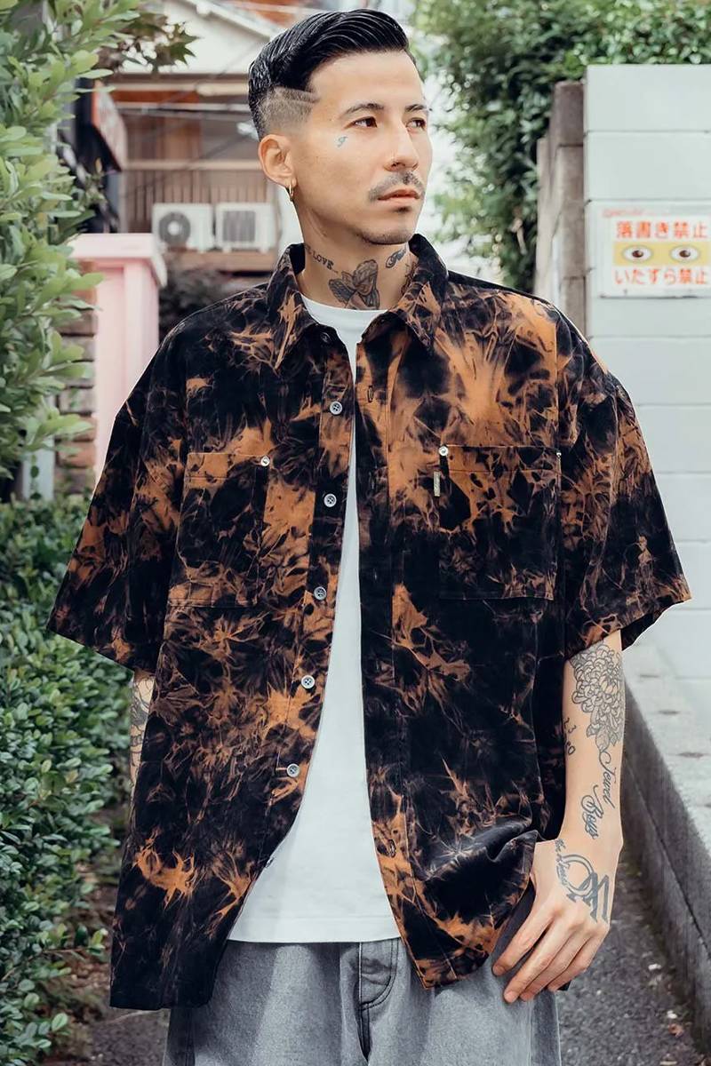 Subciety (サブサエティ) Bleached work shirt - Black