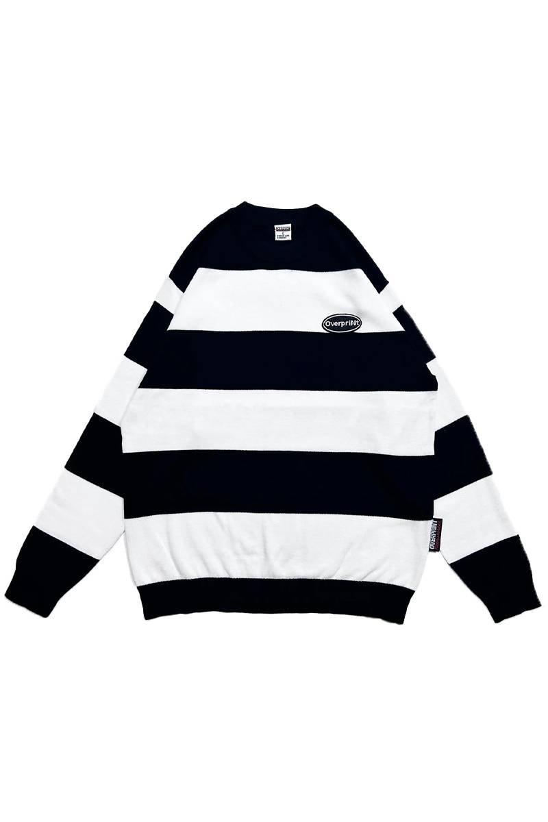 over print (オーバープリント) BOADER cotton knit BLACK