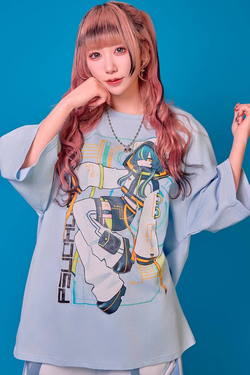 寝田ルネ×PSYCHO NATION (サイコネーション) サイバー TEE - Sax