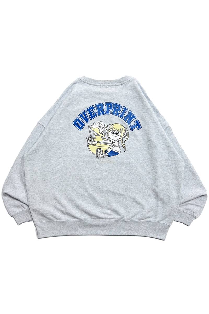 over print (オーバープリント) pudding sweatshirts GRAY