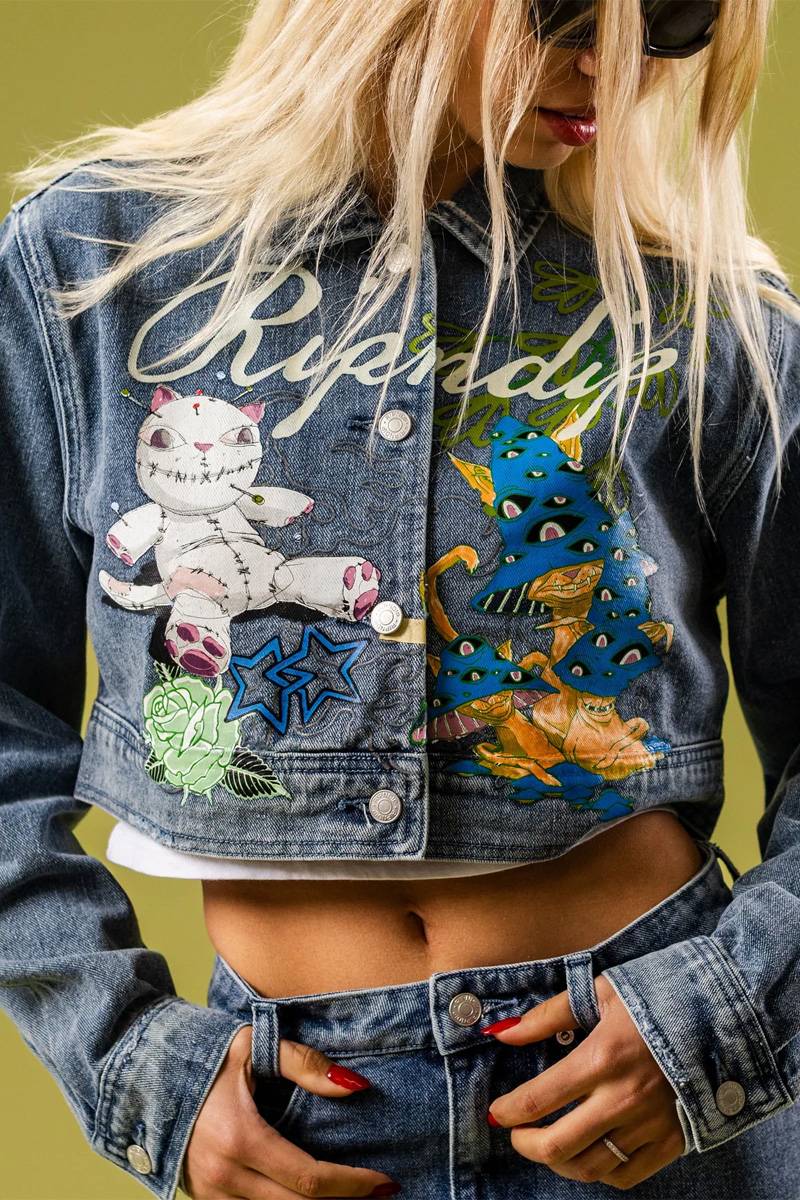 RIPNDIP (リップンディップ) TRAVIS CROPPED DENIM JACKET - Light Wash