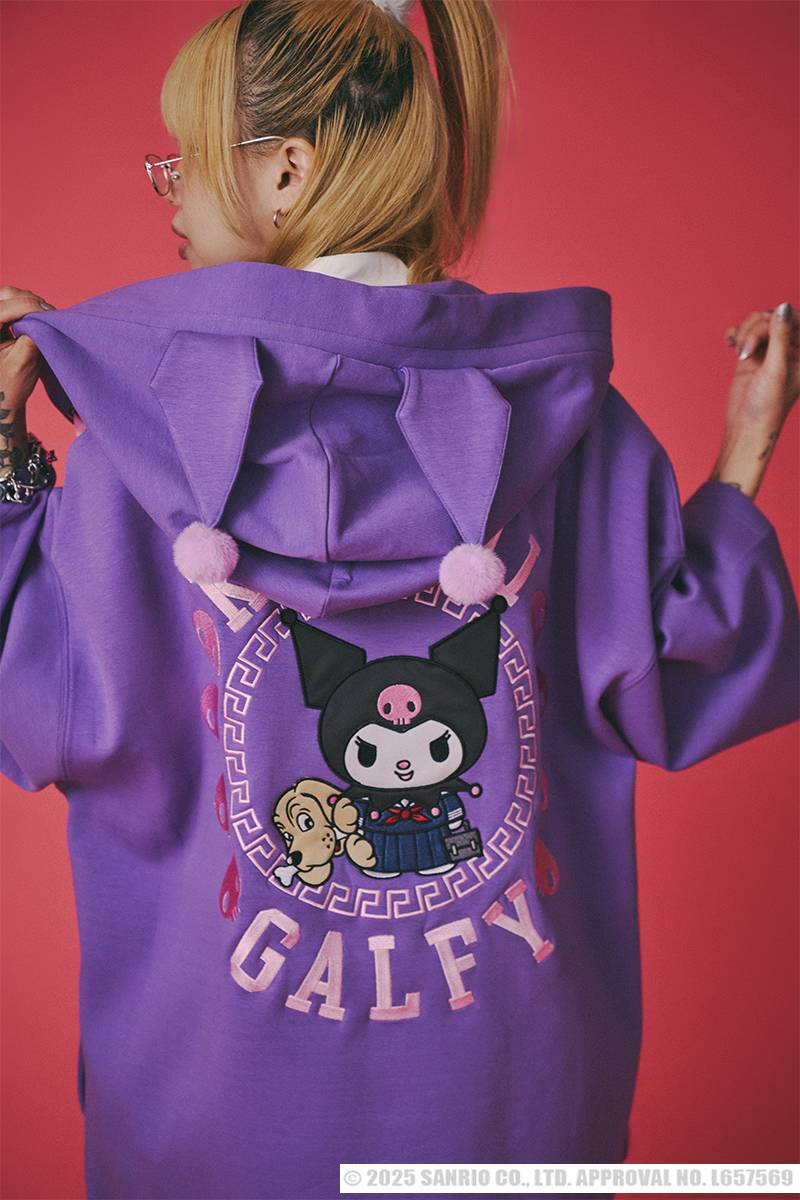 クロミ×GALFY(ガルフィー) みんな大好きボンディング半袖パーカー - Purple
