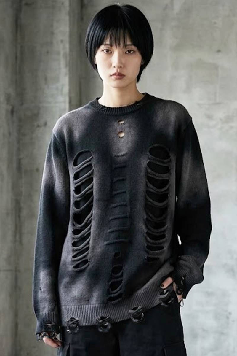 JACKROSE Archivemade(ジャックローズ・アーカイブメイド) Bone knit crew neck - Black