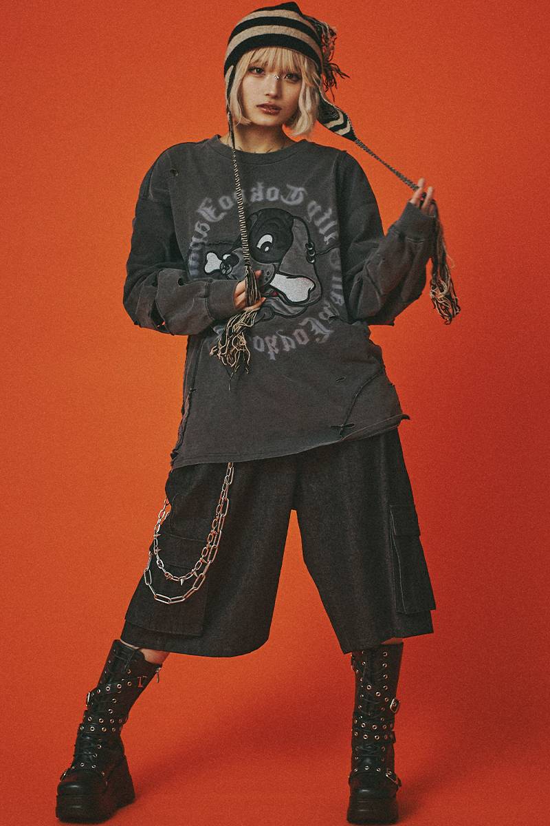 GALFY (ガルフィー) ツギハギゾンビロンTee - Black / ロック