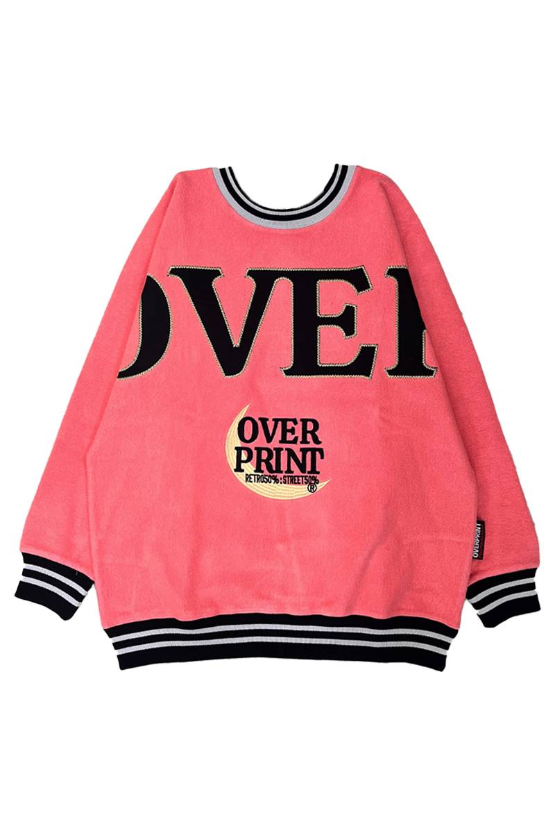 over print (オーバープリント) OVER dolman sweatshirts - Pink