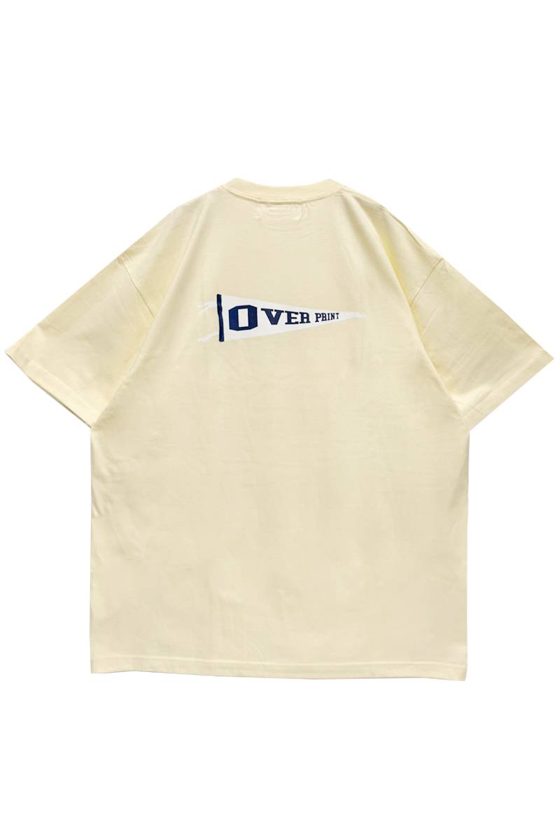 over print(オーバープリント) back pennant Tee (light yellow)