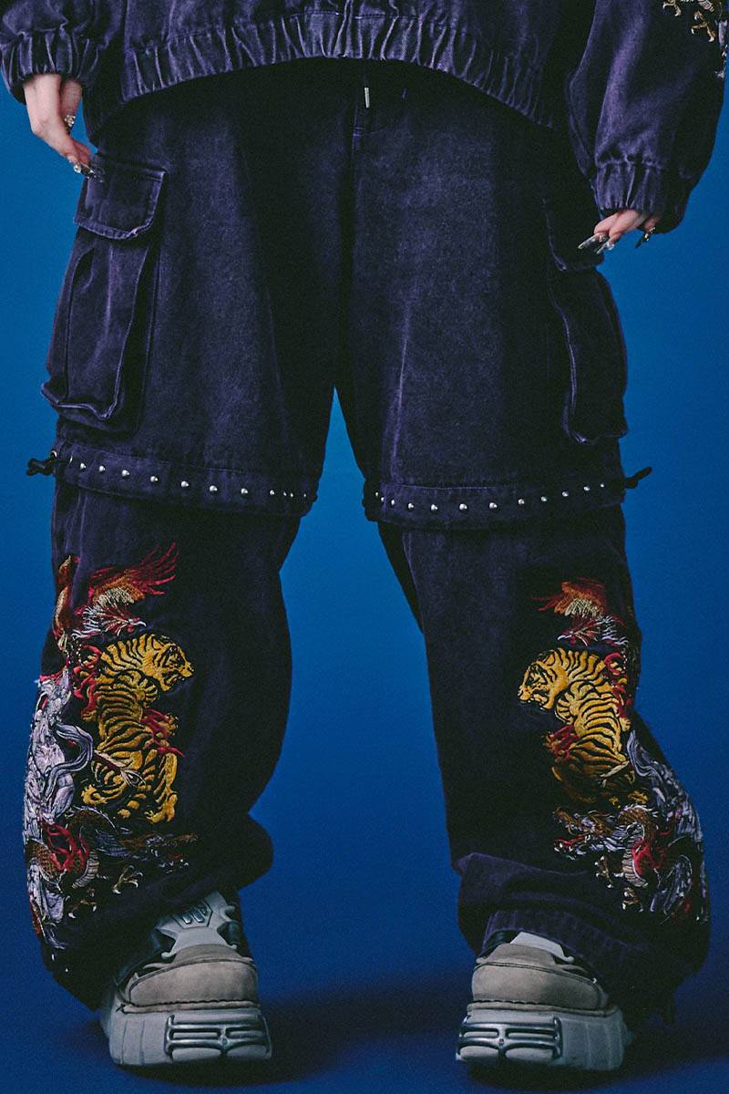 【予約商品】GALFY (ガルフィー) 鬼YABAIデニムカーゴ - Purple