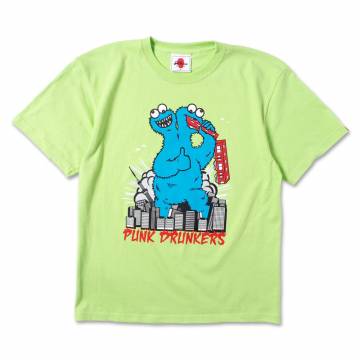 PUNK DRUNKERS REAL MONSTER.TEE LIME