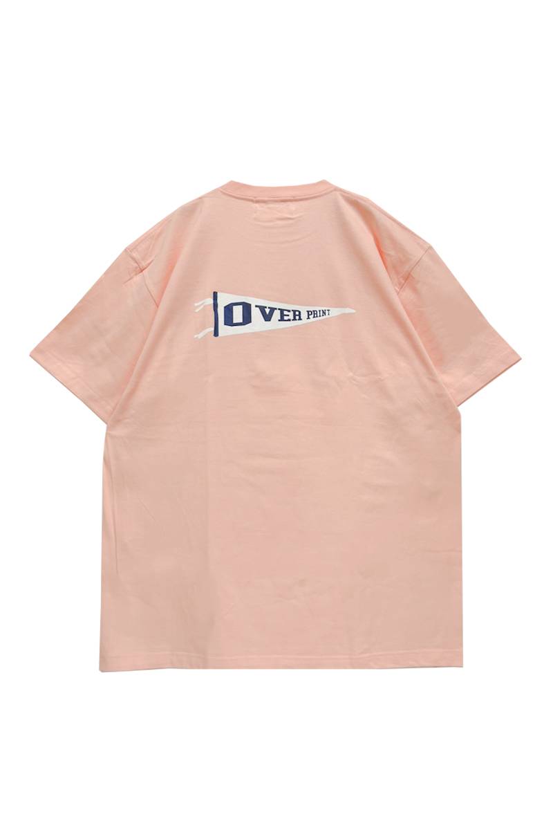 over print(オーバープリント) back pennant Tee (light coral pink)