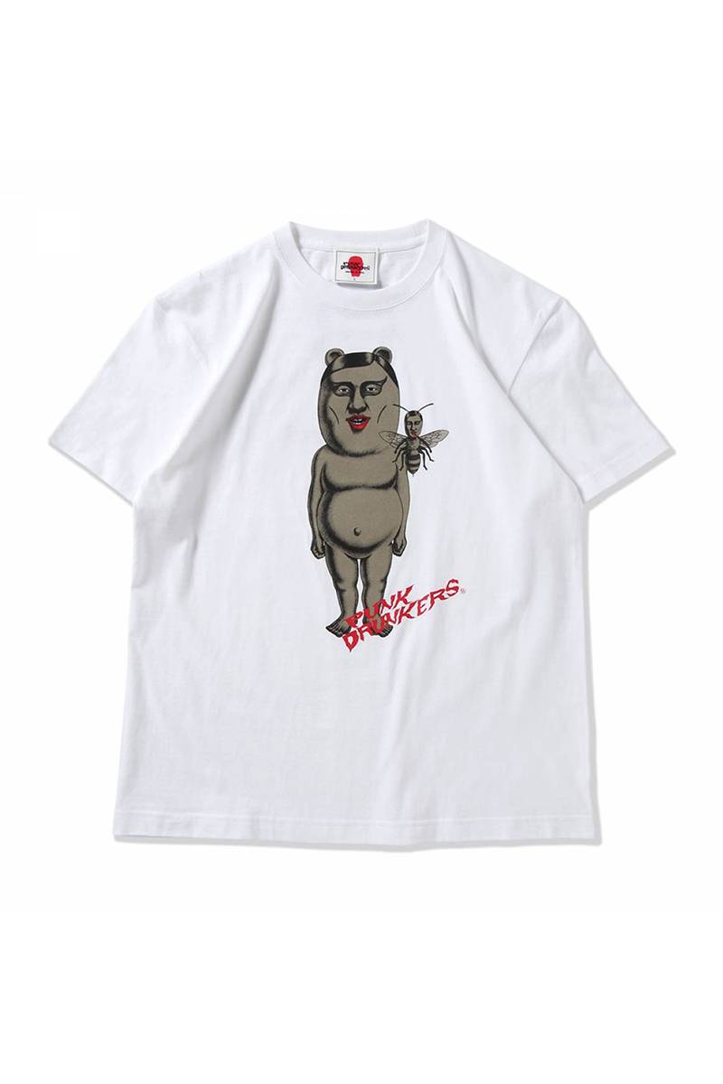 PUNK DRUNKERS（パンクドランカーズ）［PDSx谷口崇］あいつ熊と蜂TEE - WHITE