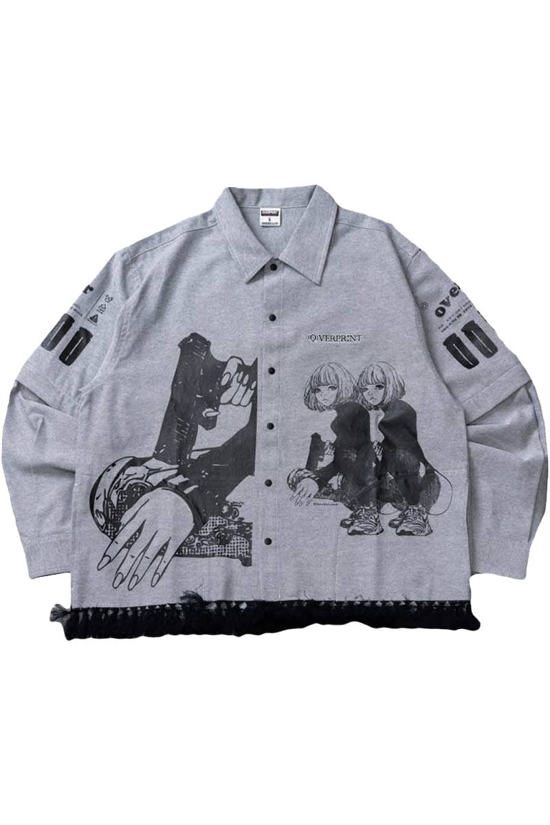 over print (オーバー・プリント) purupuru ARM ZIP SHIRTS - Black