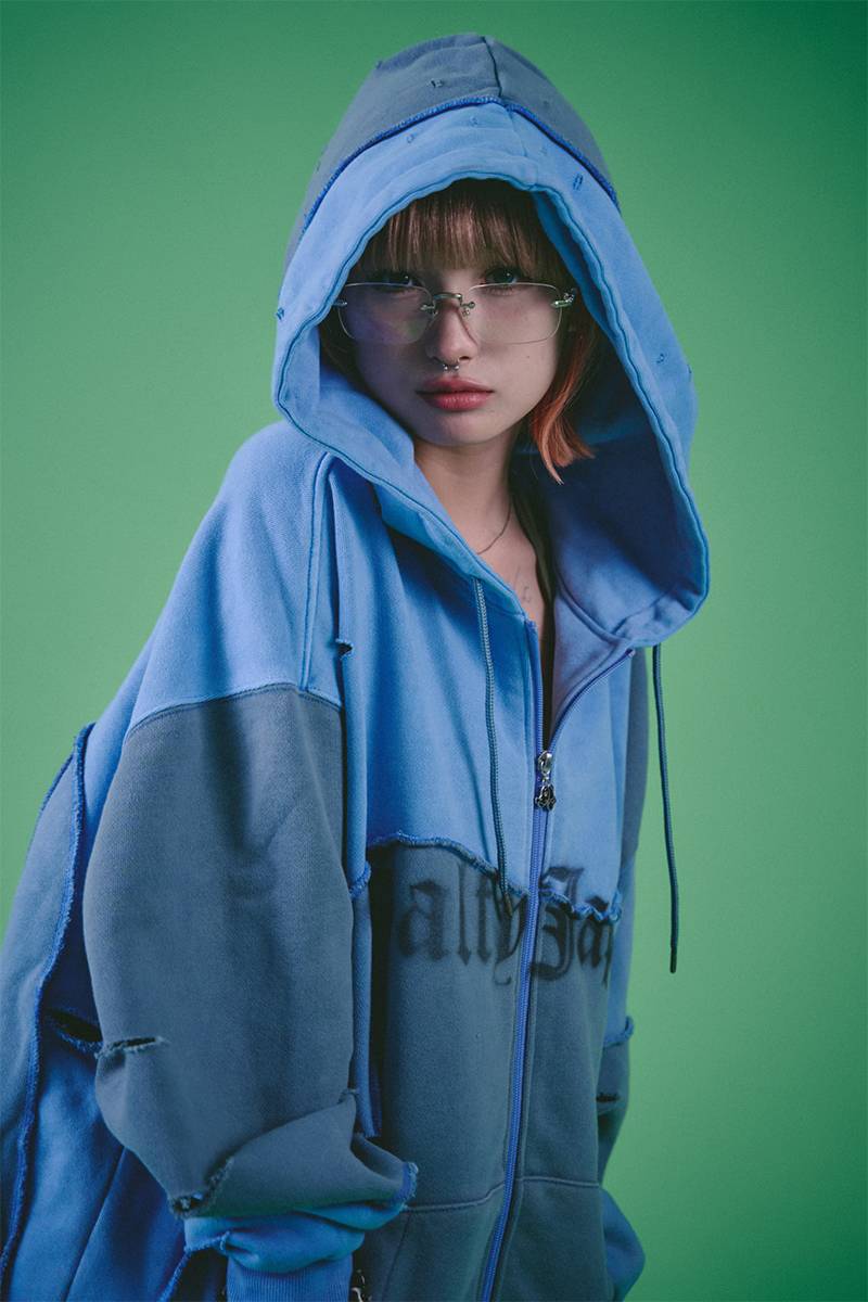 予約商品】GALFY(ガルフィー) ツギハギゾンビパーカー - BLUE 予約商品】GALFY(ガルフィー) ツギハギゾンビパーカー - BLUE