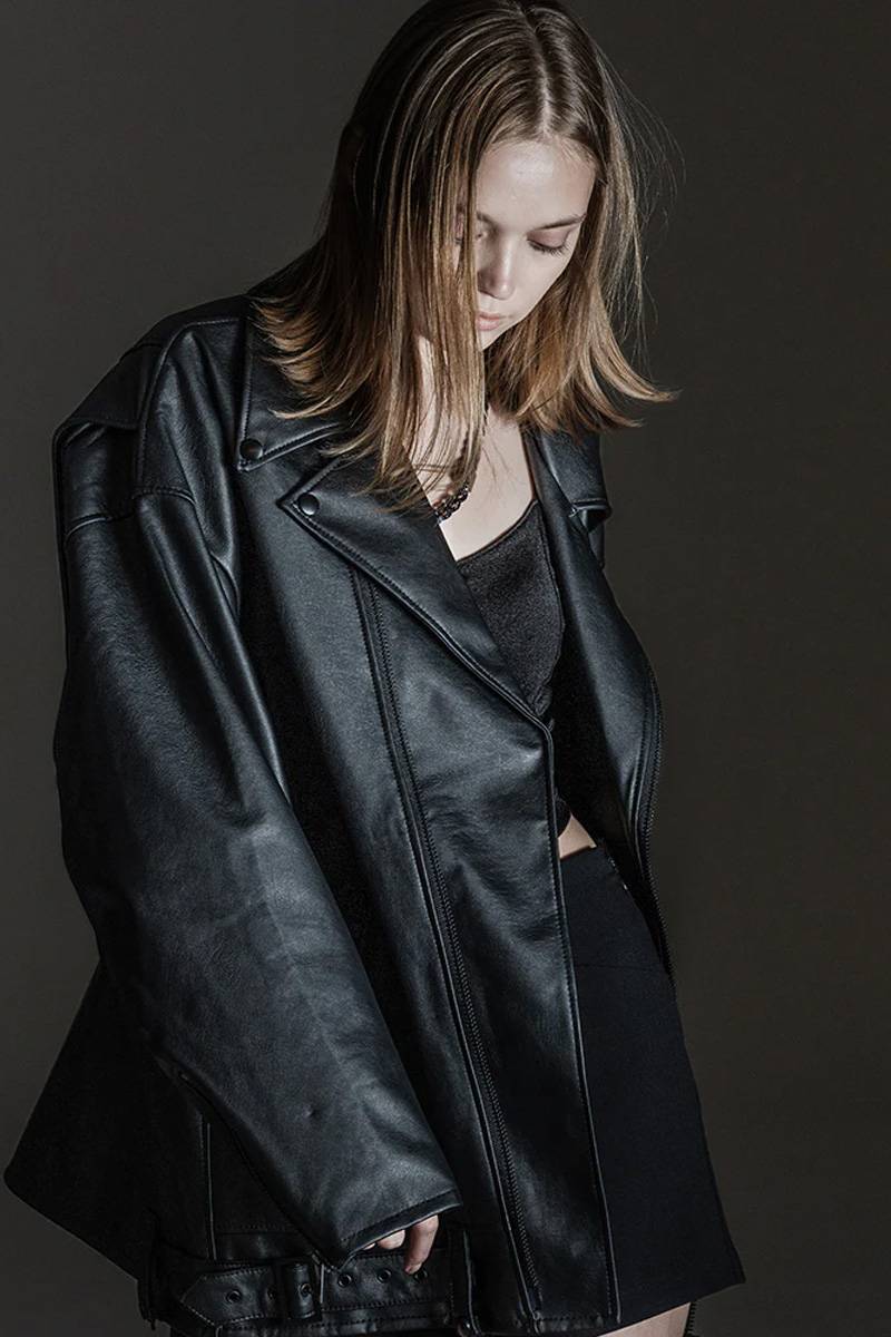 Abyssea(アビセア) Side buckle ECO leather big riders - Black