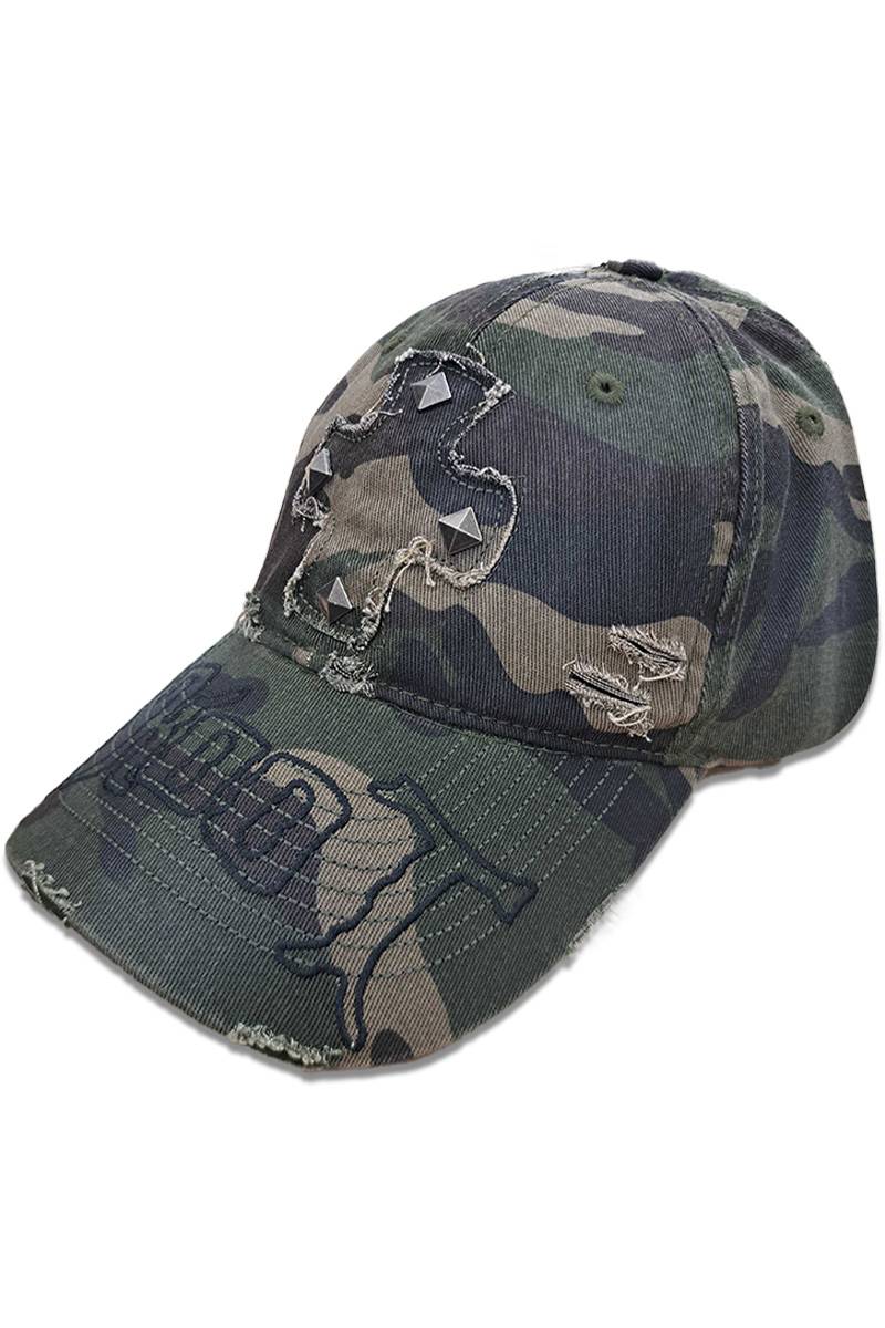 P.N UNDERGROUND(サイコ・ネーション・アンダーグラウンド) スタッズ・アップリケCAP - Camo