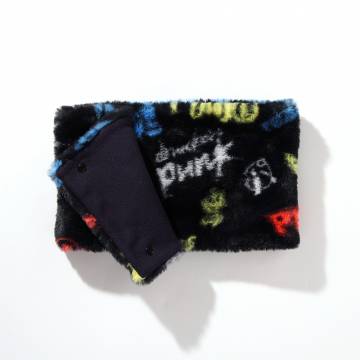 【予約商品】PUNK DRUNKERS (パンクドランカーズ)PDSロゴ総柄ファーネックウォーマー - BLACK/COLORFUL