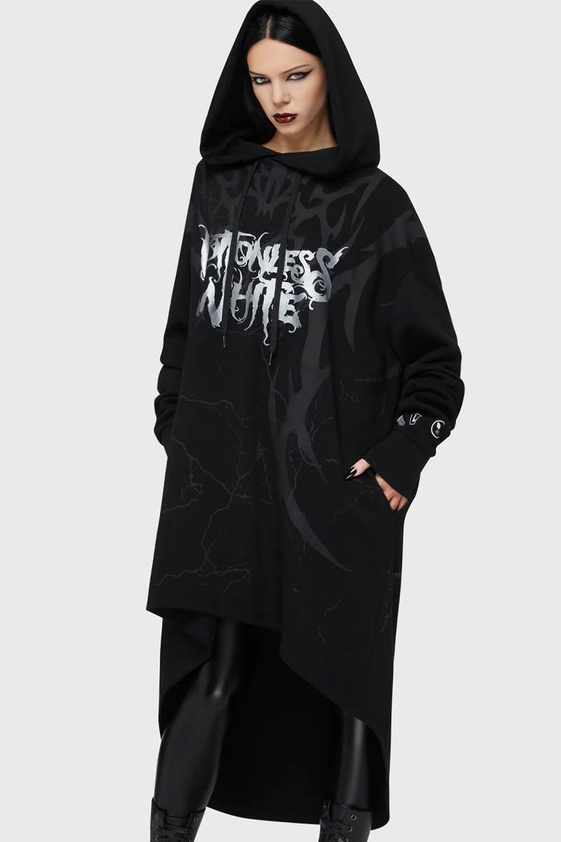 MOTIONLESS IN WHITExKILL STAR(キル・スター) Pitch Black Evil Hooded Cloak - Black
