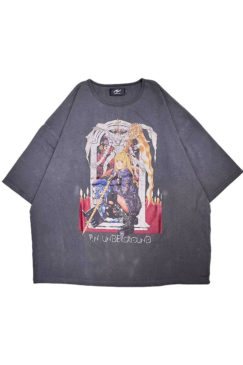 DEATH NOTE×PSYCHO NATION(サイコネーション) ミサTee - Pigment Black
