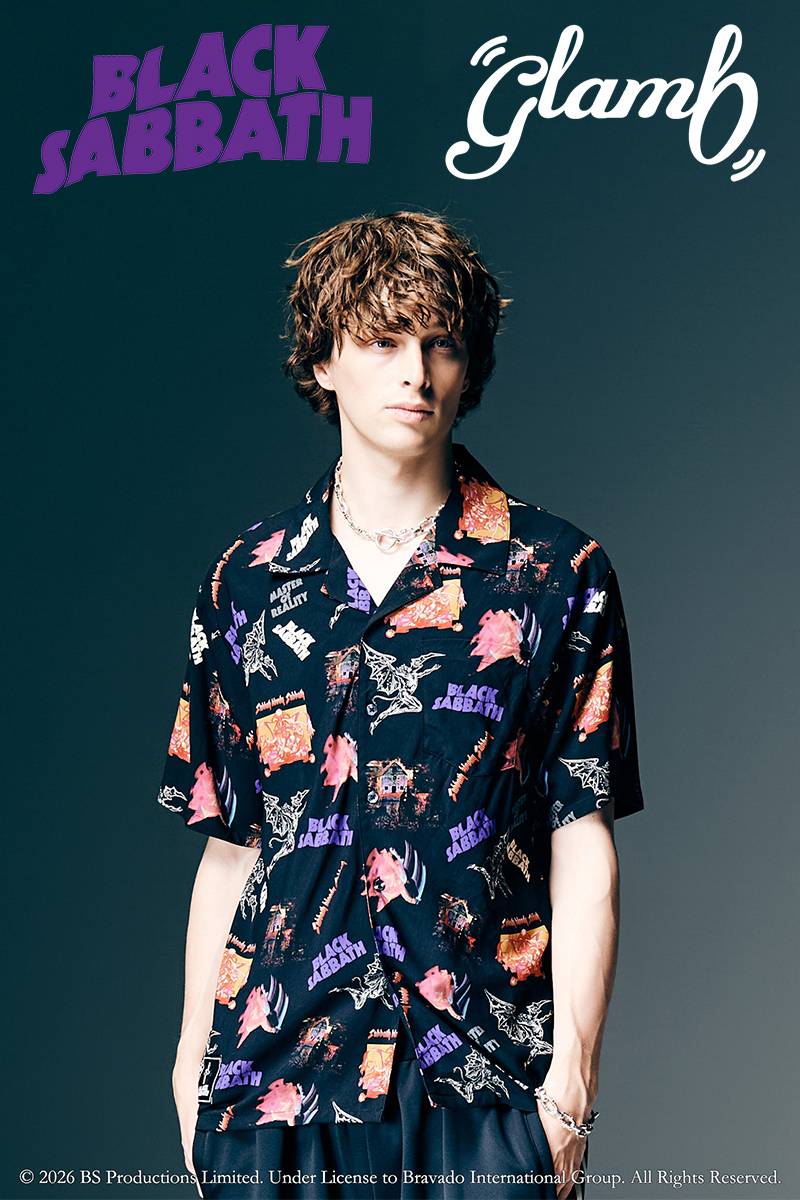 【予約商品】BLACK SABBATH × glamb(グラム) Black Sabbath Open Collar Shirt