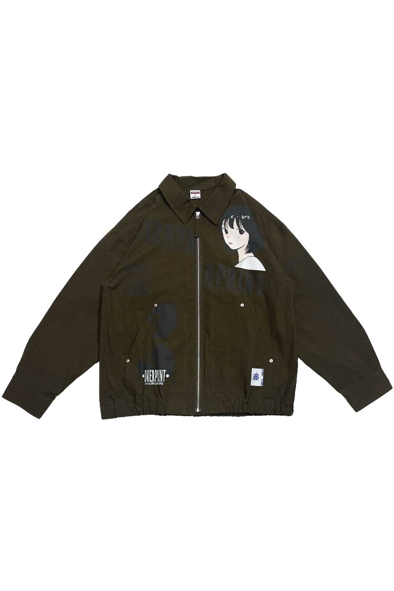 over print (オーバープリント) faith jacket - Brown