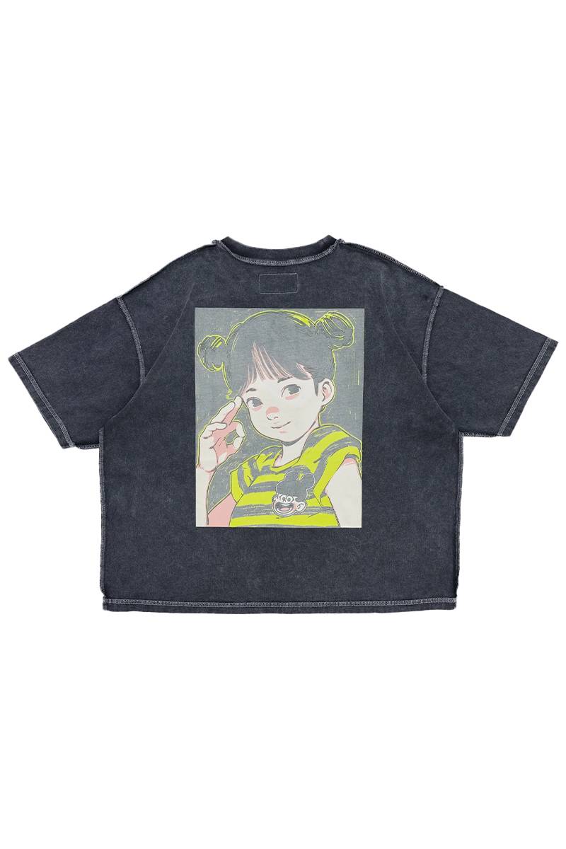 【お問い合わせ商品】over print POP ART pigment Tee Ver:23 GLOW IN THE DARK - Chacoal