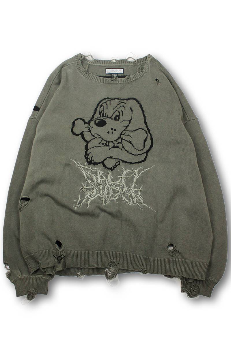 GALFY (ガルフィー) スパイダー染め染めニット BLACK / ロック 