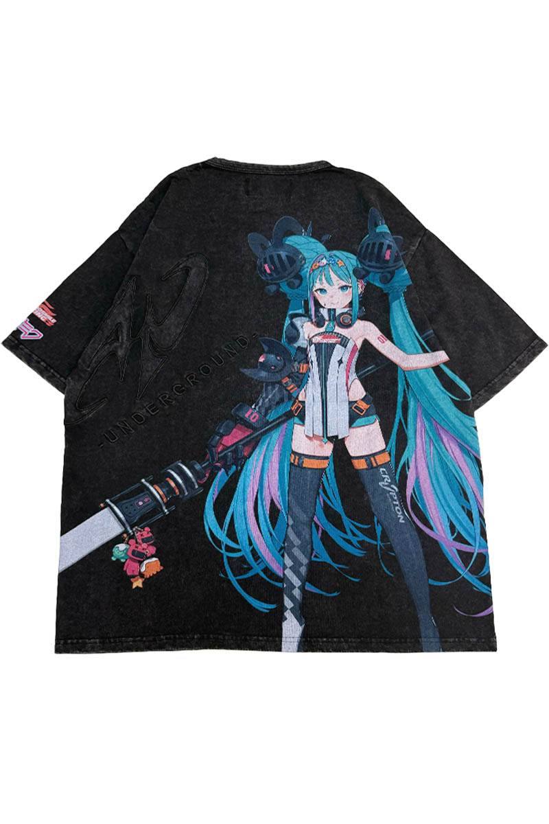 初音ミク×P.N UNDERGROUND バック・レーシングミクTEE - Grey(ピグメント)