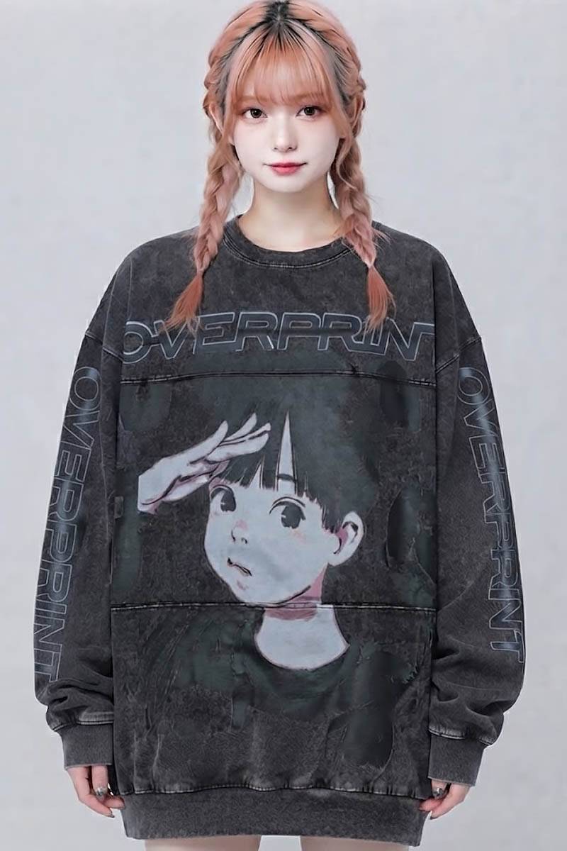 over print (オーバー・プリント) pigment POP ART LS Tee Ver:19 - Charcoal