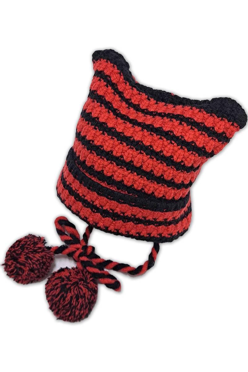 PSYCHO NATION (サイコ・ネーション) 猫耳ニットCAP - Black / Red