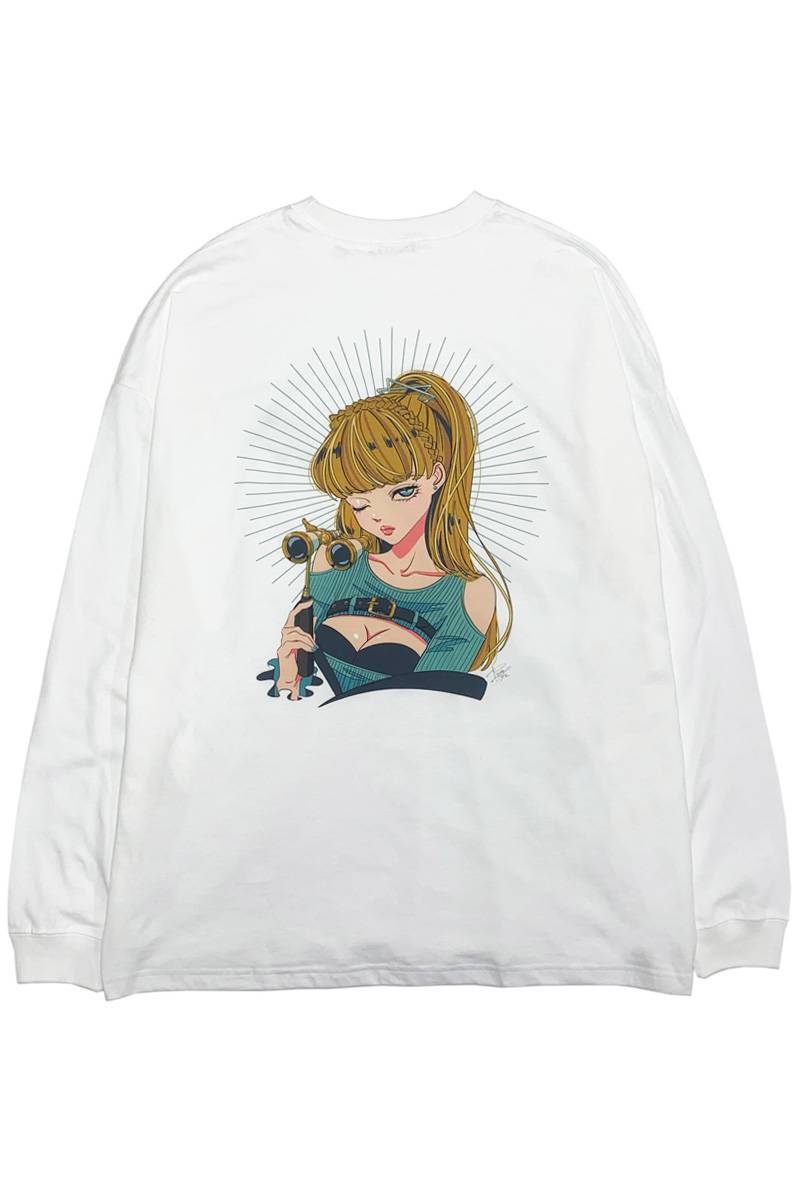FACT101 (ファクトイチマルイチ) 『全てお見通し』 ビッグシルエットロングTシャツ White